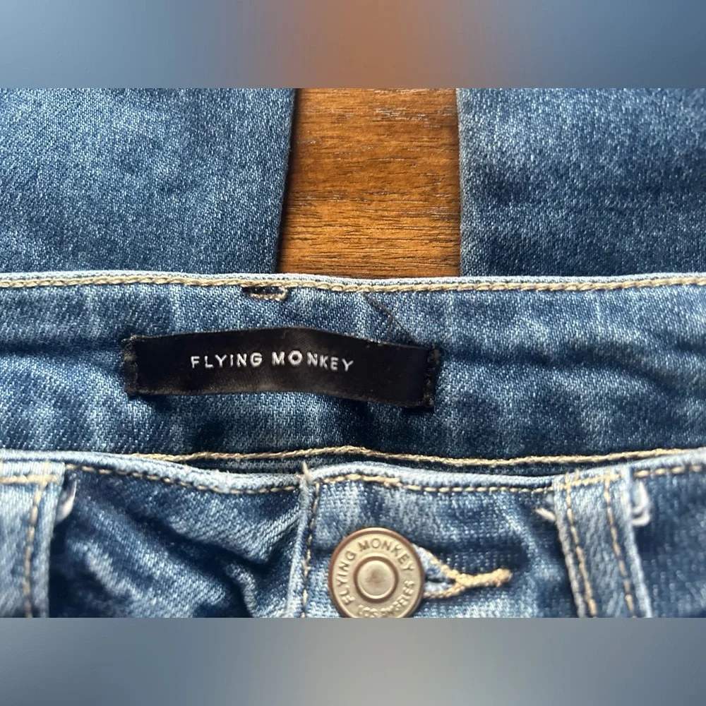 Flying Monkey High Rise Distressed Blue Jeans - Picture 8 of 8
